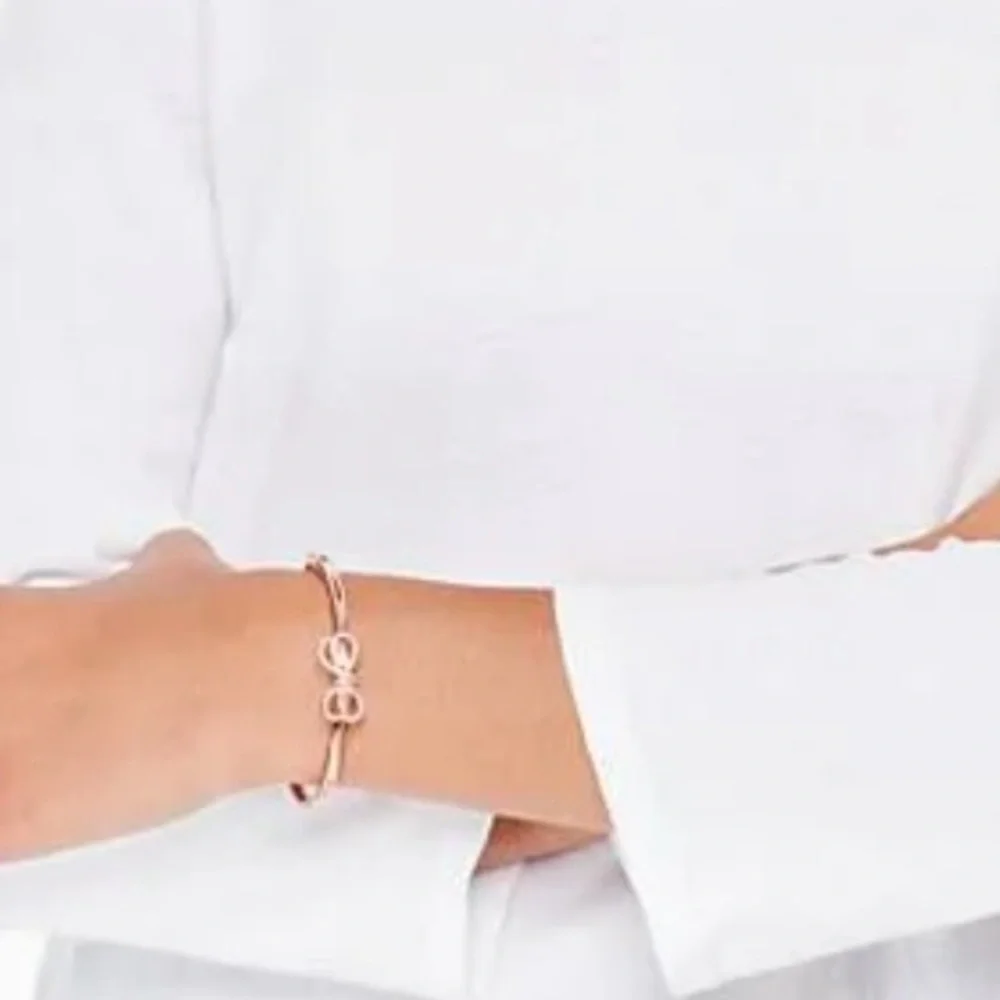 Kate Spade New York Hinged Bangle Pave' Bow Meets Girl, Rose Gold NWT